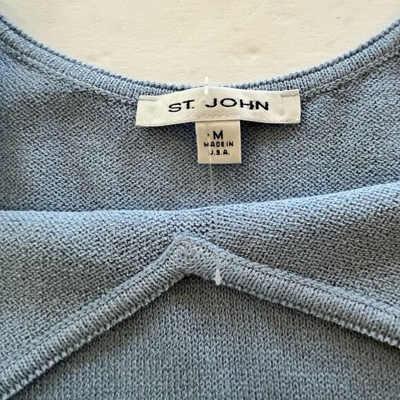 ST JOHN Santana Knit‎ V-Neck Shell Spaghetti Strap Womens Size Medium Sky Blue - Picture 4 of 8